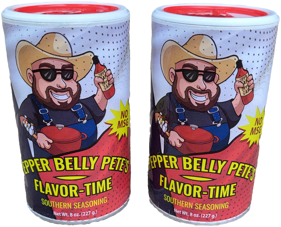 PEPPER BELLY PETE'S FLAVOR-TIME SOUTHERN SEASONING, 8 OZ, No MSG - 2 Pack