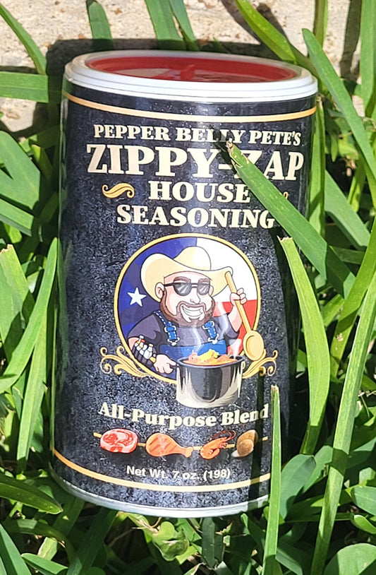Pepper Belly Pete's Zippy-Zap House Seasoning (All-Purpose Blend) – Bold, Buttery Texas Flavor – 7 oz.