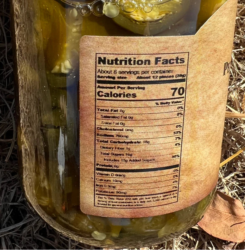 16 oz jar of Pepper Belly Pete’s Candied Jalapeños – sweet and spicy cowboy candy nutrition