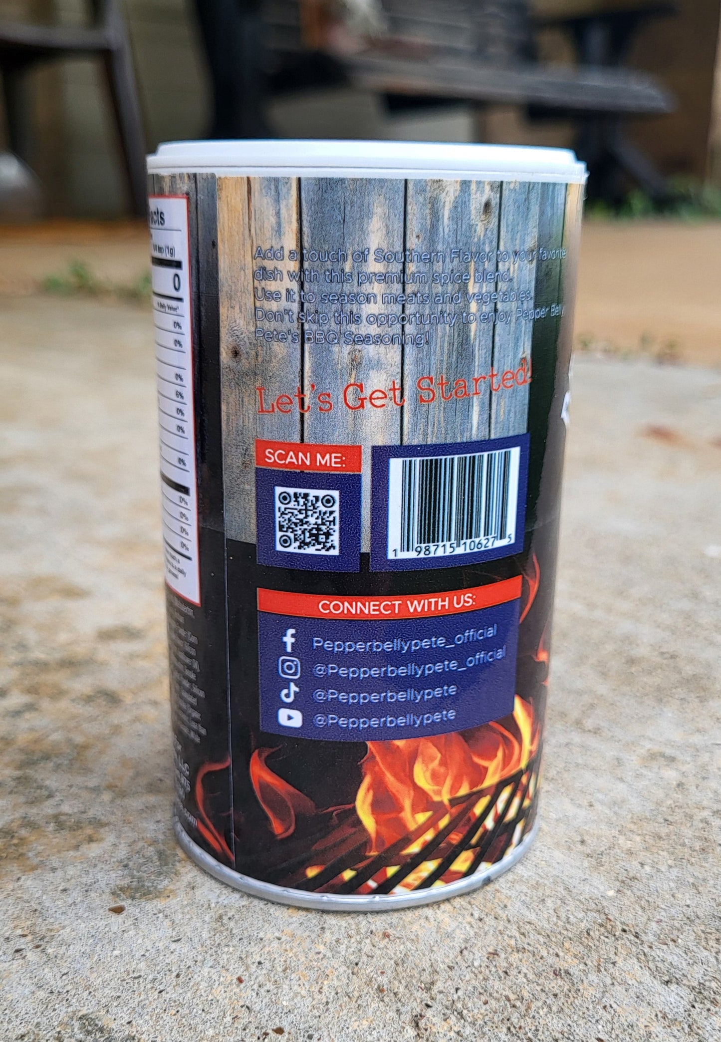 8 oz jar of Pepper Belly Pete’s BBQ Seasoning – sweet-smoky mesquite rub back