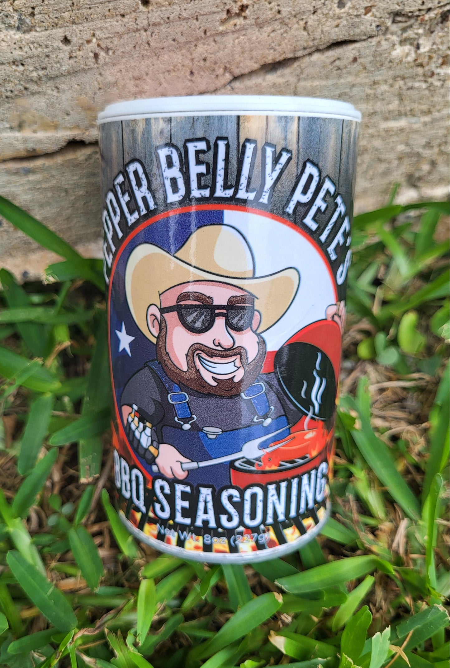 8 oz jar of Pepper Belly Pete’s BBQ Seasoning – sweet-smoky mesquite rub outdoor