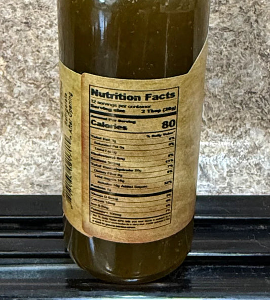 5 oz bottle of Pepper Belly Pete’s Candied Pepper Sauce – sweet-heat cowboy candy style nutrition