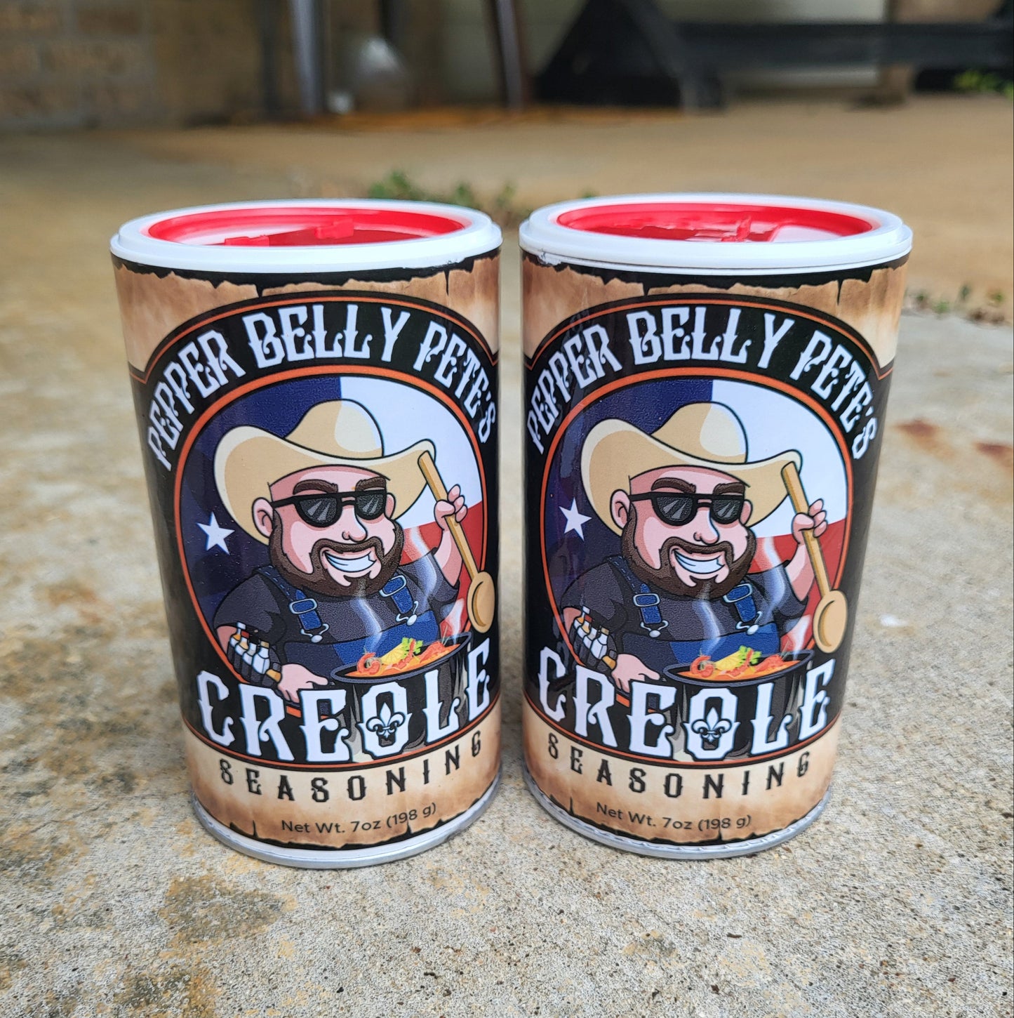 7 oz jar of Pepper Belly Pete’s Creole Seasoning – Bayou blend for gumbo, seafood, veggies front