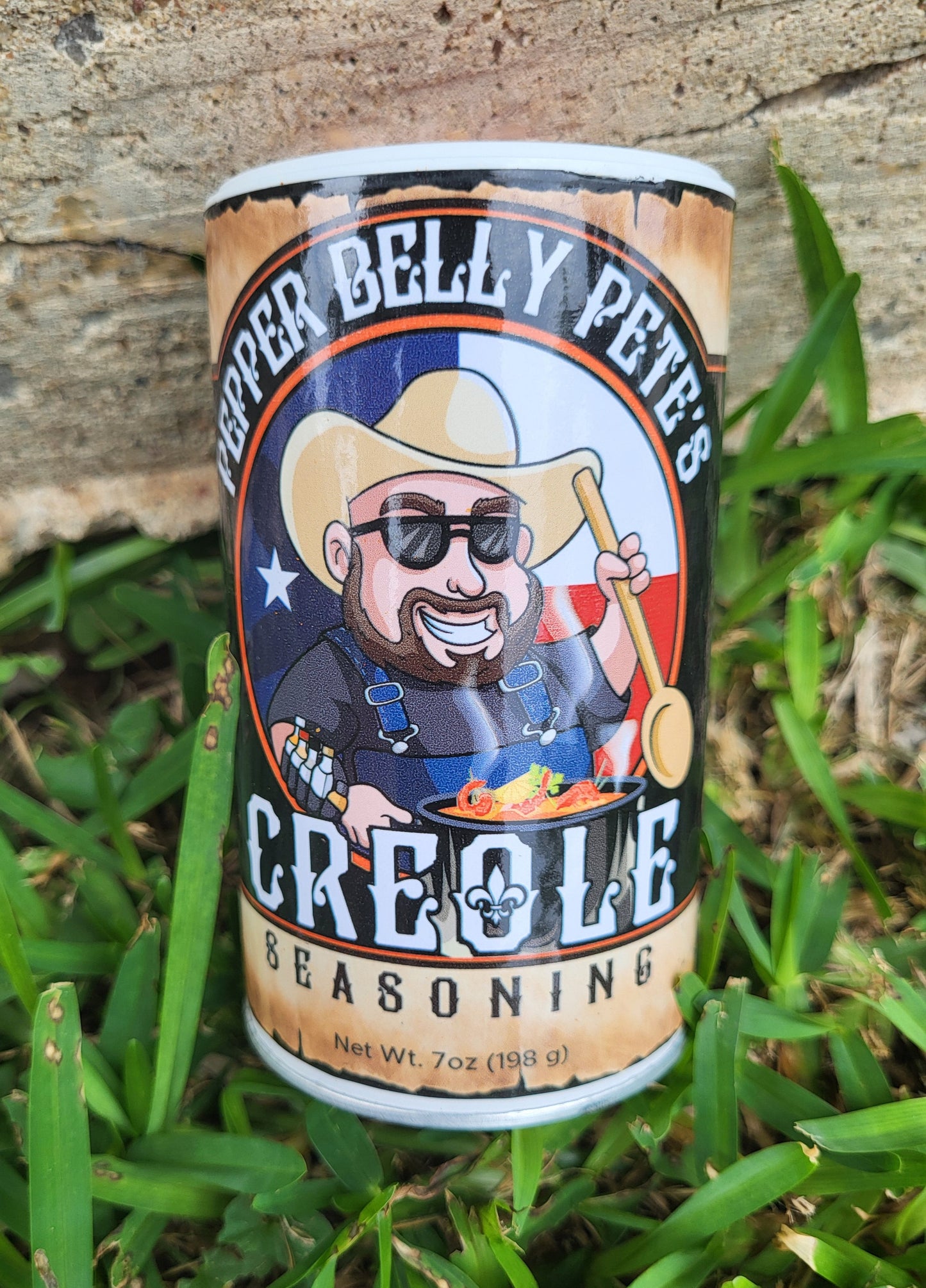 7 oz jar of Pepper Belly Pete’s Creole Seasoning – Bayou blend for gumbo, seafood, veggies outdoors