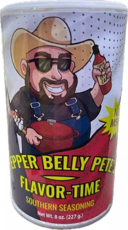 8 oz jar of Pepper Belly Pete’s Flavor‑Time Southern Seasoning blend