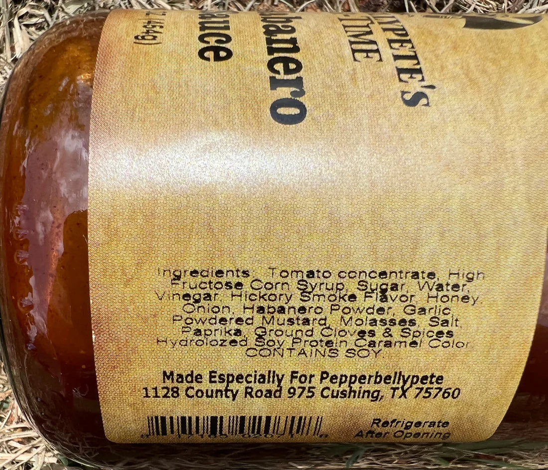 16 oz bottle of Pepper Belly Pete’s Honey Habanero BBQ Sauce – sweet and smoky flavor ingredients