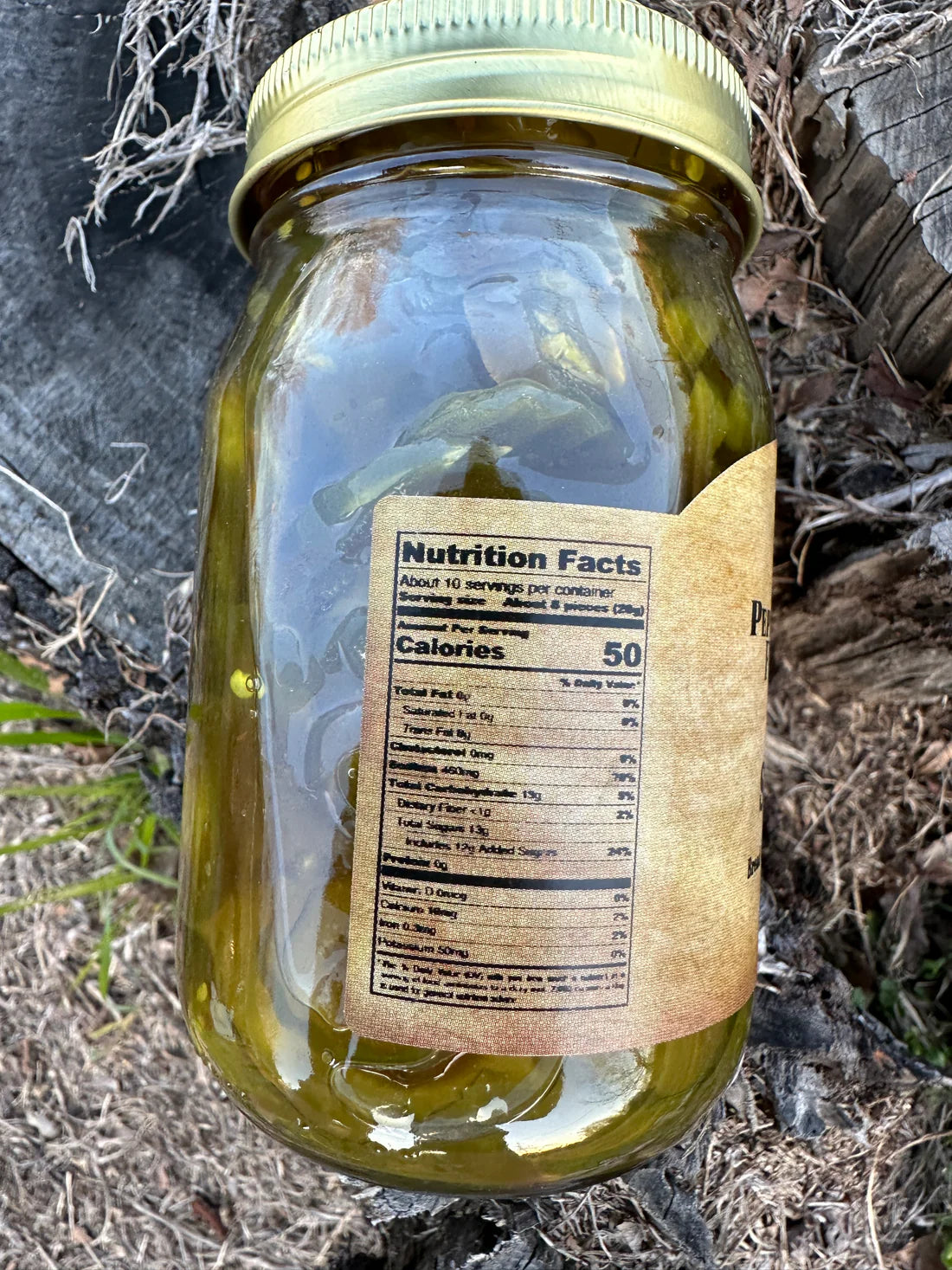 16 oz jar of Pepper Belly Pete’s Sweet Fire – candied bread & butter pickles with peppers nutrition