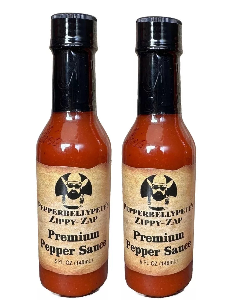 PEPPER BELLY PETE'S 2 PACK ZIPPY-ZAP PREMIUM PEPPER SAUCE - (2) 5 OZ BOTTLES