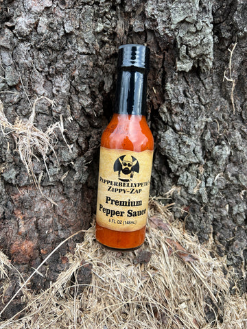 PEPPER BELLY PETE'S ZIPPY-ZAP PREMIUM PEPPER SAUCE - 5 OZ BOTTLE