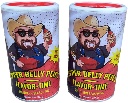 Pepper Belly Pete’s Flavor‑Time Southern Seasoning – 8 oz No‑MSG 2‑Pack