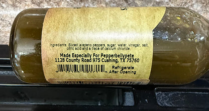 5 oz bottle of Pepper Belly Pete’s Candied Pepper Sauce – sweet-heat cowboy candy style ingredients