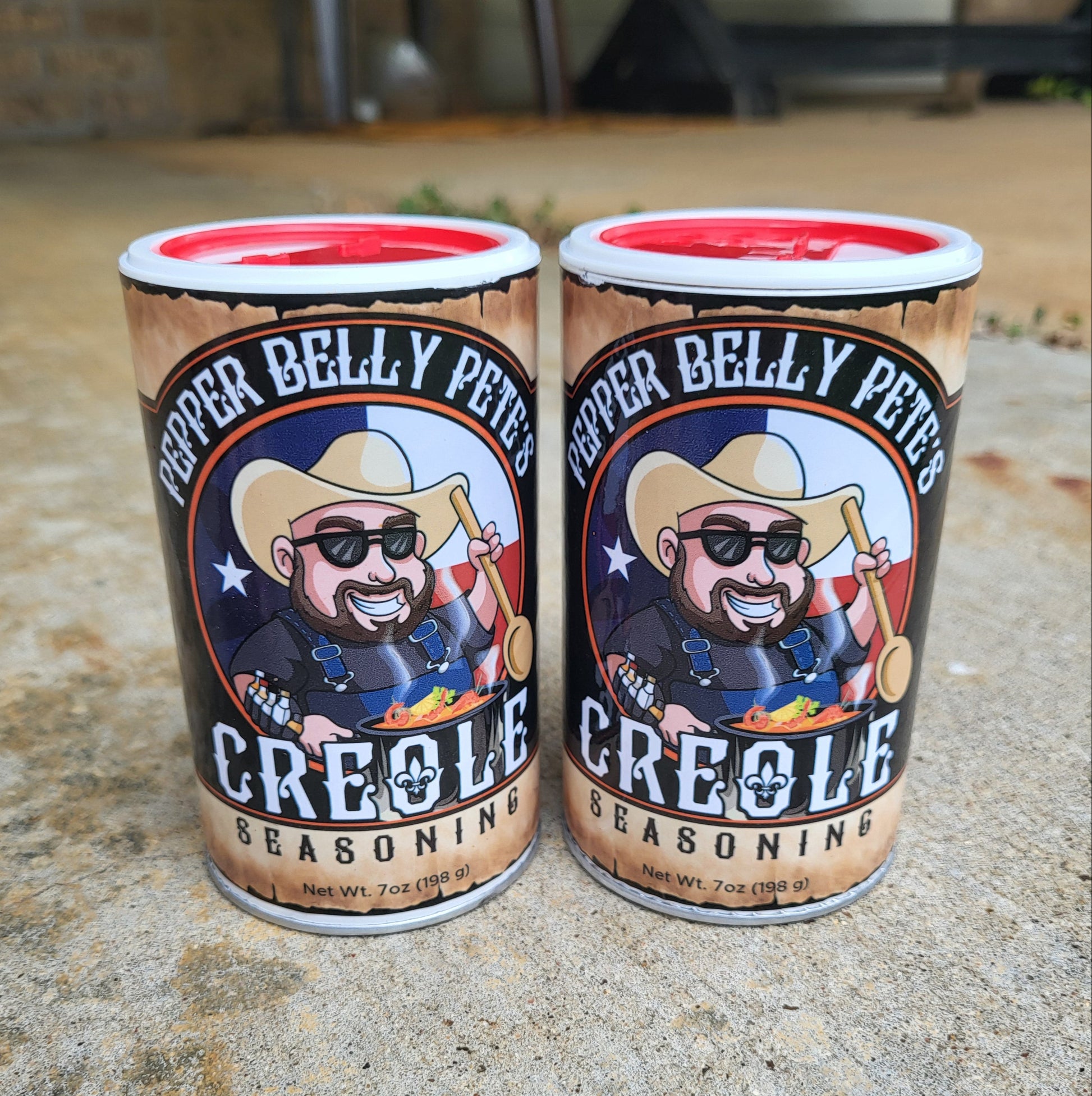 7 oz jar of Pepper Belly Pete’s Creole Seasoning – Bayou blend for gumbo, seafood, veggies front