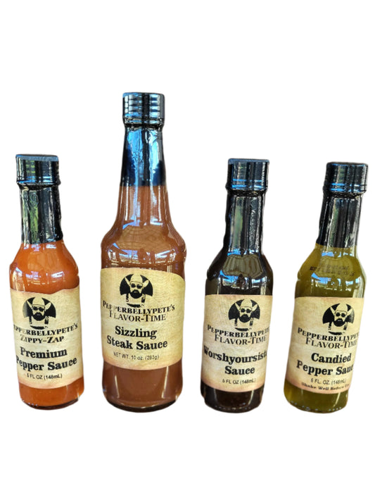 Load Up The Sauce Combo by Pepper Belly Pete – 4 pack of 5 oz bottles